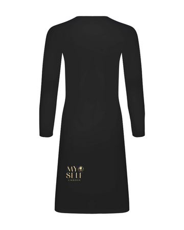 Gemsli FK340 37" Black Long Sleeve Seamless Shell Dress myselflingerie.com